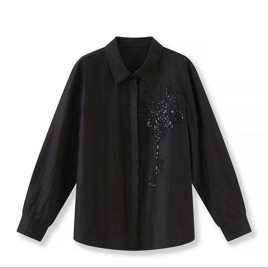 25ss French three-dimensional embroidery long-sleeved shirt