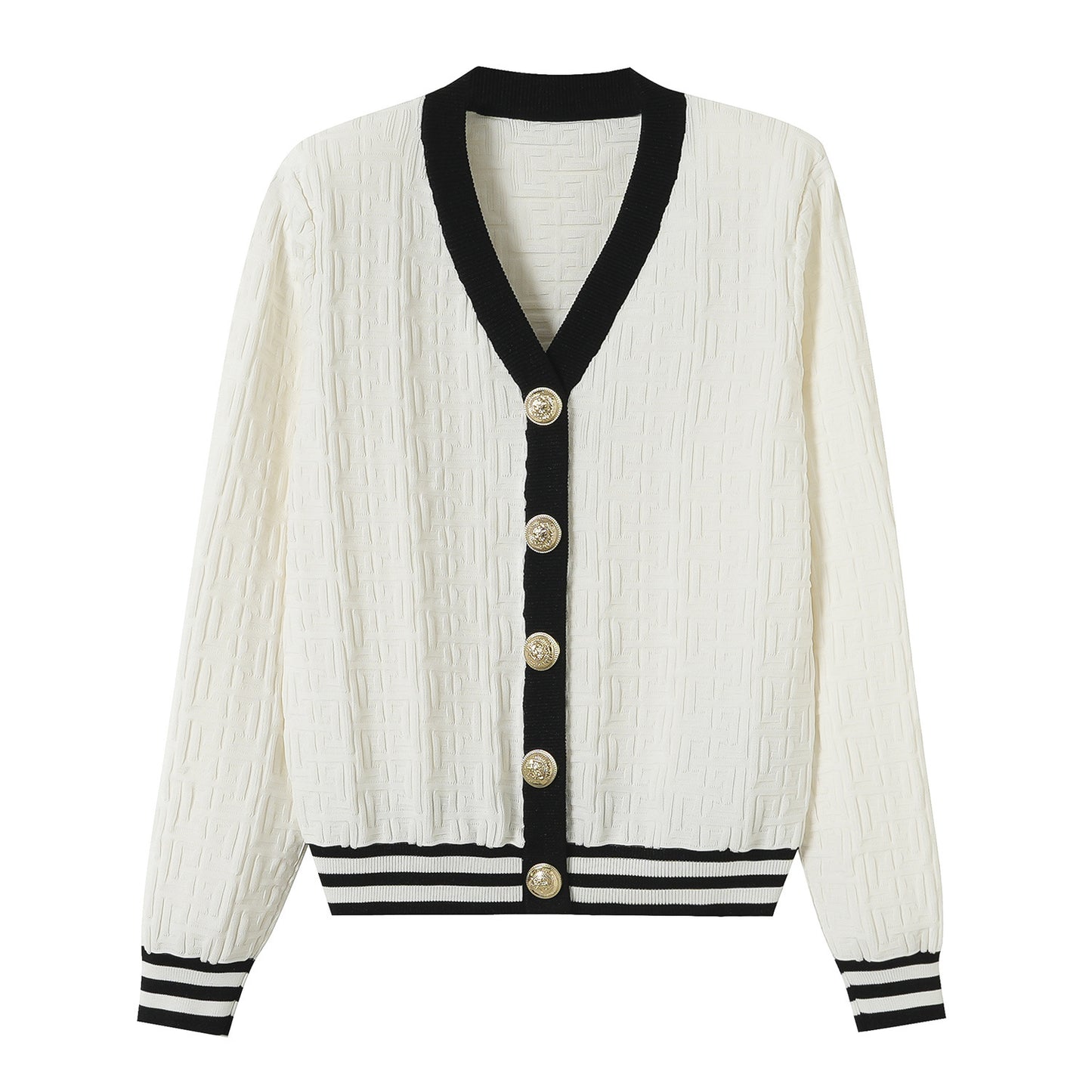 25ss Early autumn color-blocking jacquard chanel-style knitted sweater