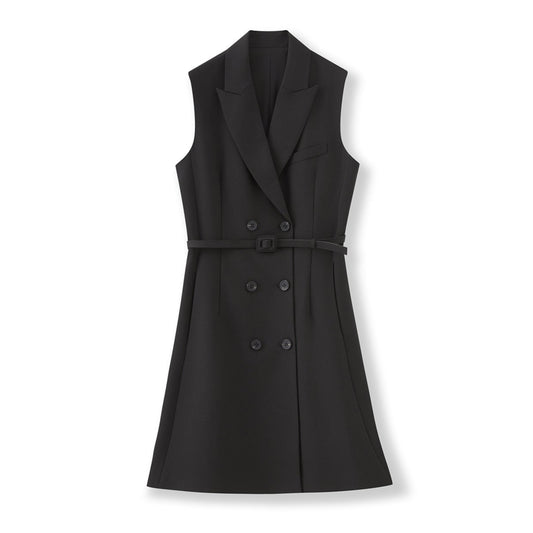 25ss Elegant commuting workplace sleeveless vest dress