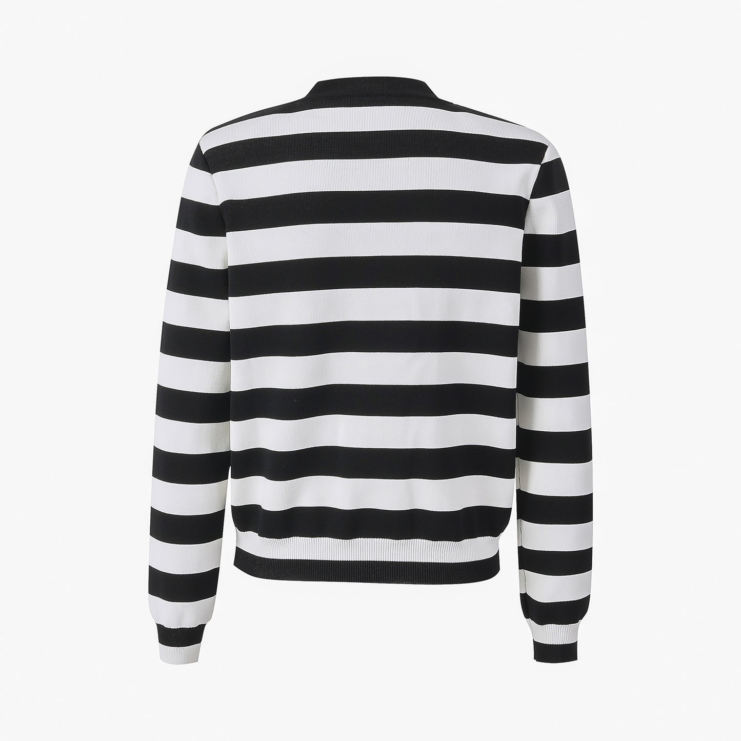 25ss Black and white striped knitted cardigan