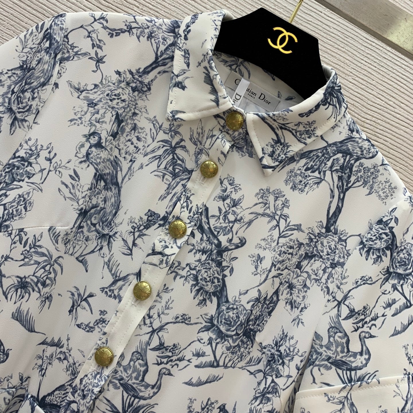 D 25SS Custom-made bird branch print dress