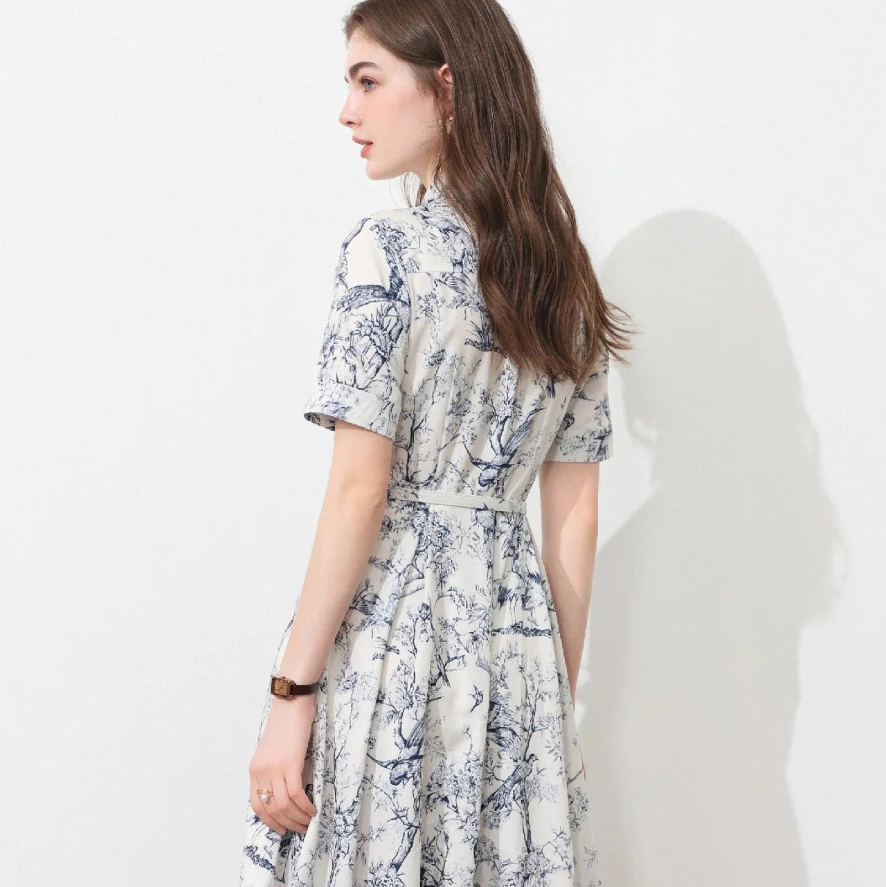 D 25SS Custom-made bird branch print dress