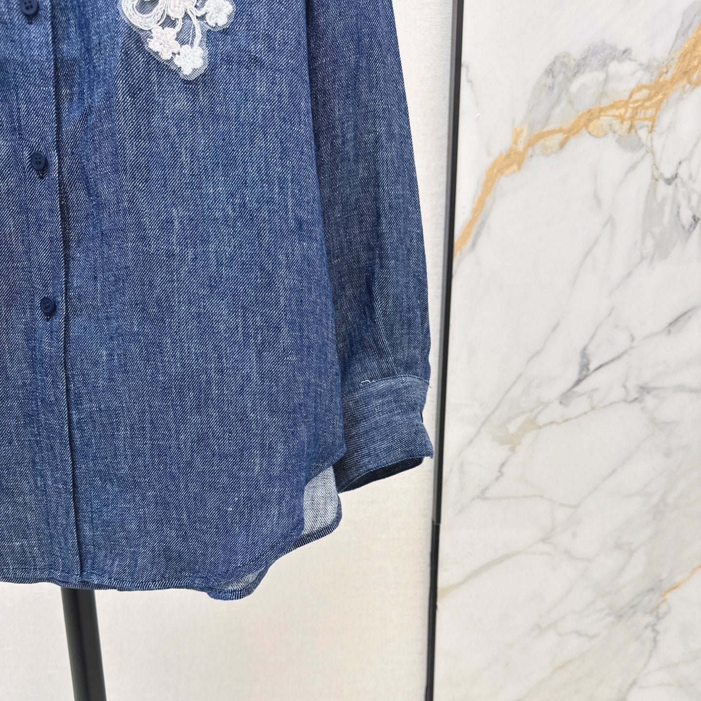 E 25ss New embroidered lace linen shirt